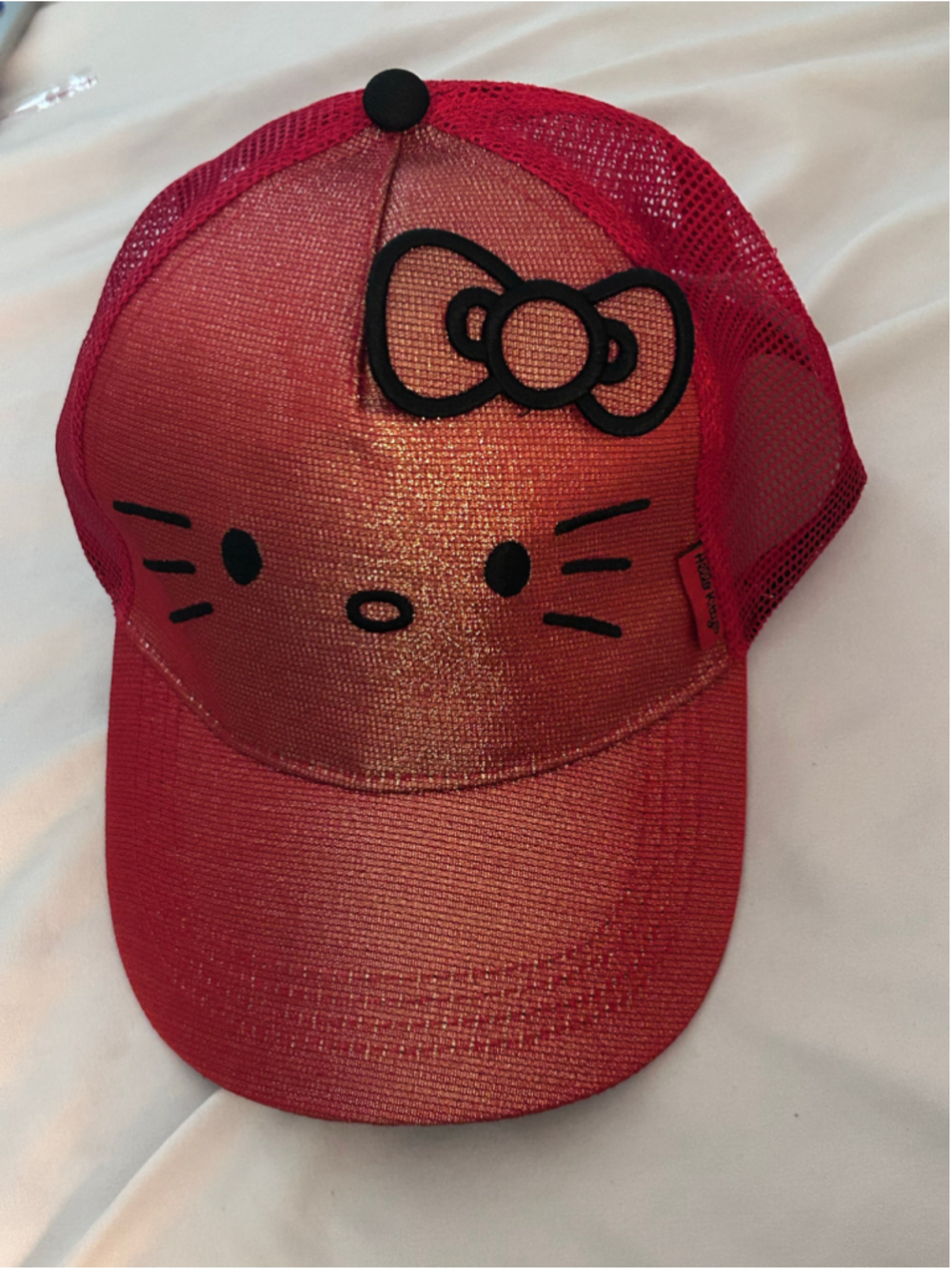 Hello Kitty Red and Black Mesh Trucker Hat One Size